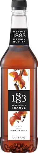 Image of 1883 Pumpkin Spice Syrup for Drinks, Made in France, 1 Liter Plastic Bottle