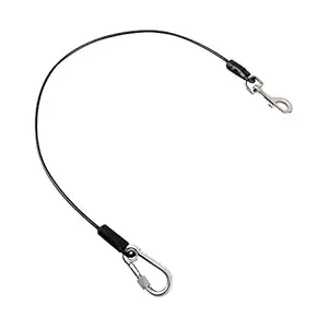 Vavopaw Pet Car Safety Belt Dog Leash, 26 inch Heavy Duty Coated Steel Seat Belt Restraint Chew Proof Rope Leash Car Seatbelt Cable with Carabiner for Pet Dogs Use, Black