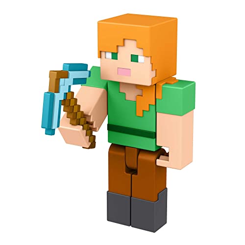 Mattel Minecraft Alex Action Figure, 3.25-in, with 1 Build-a-Portal Piece & 1 Accessory, Building Toy Inspired by Video Game, Collectible Gift for Fans & Kids Ages 6 Years & Older