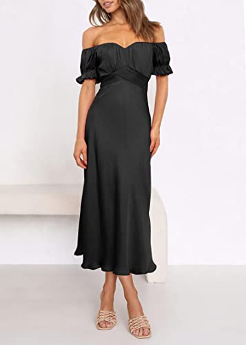 Image of KIRUNDO Women's Satin Summer Wedding Guest Cocktail Dress