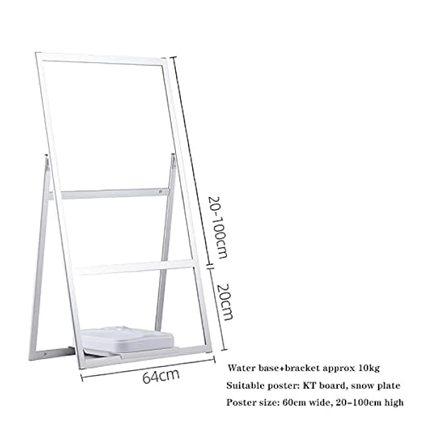 Draagbaar A-frame, heavy-duty A-frame stoepbord 24 x 36 inch, in hoogte verstelbaar 20-100 cm sandwichbordborden metalen buitenbord wit