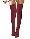 Buauty Women's Thigh High Socks Cable Knitted Knee High Sock Over The Knee Leg Warmers Extra Long Winter Stockings Fashion