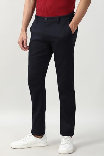 Image of Peter England Men's Slim Fit Stretchable Casual Trousers | Office & Everyday Wear | Comfortable & Smart Look