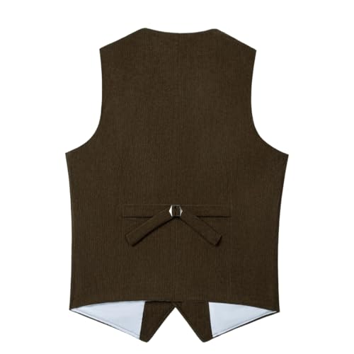 SevenBoy Men's Vintage Corduroy Suit Vest Casual V-Neck Dress Waistcoat2