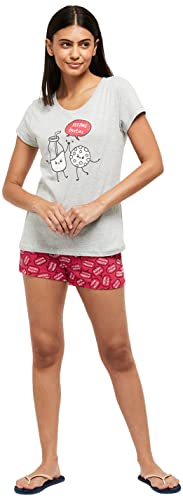 Image of Max Women Cotton Printed Lounge Relaxed T-Shirt with Shorts