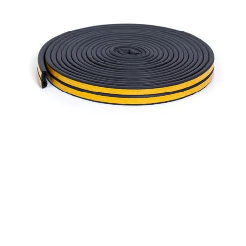 Burlete autoadhesivo para puertas y ventanas de 5 m, aislamiento acústico, cortavientos, cinta de protección contra corrientes de aire, color negro, 12 x 10 mm