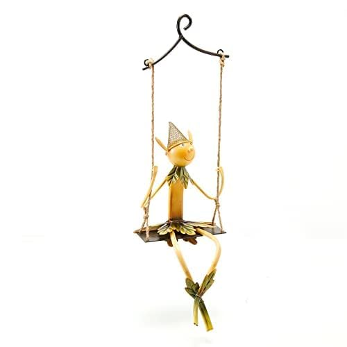 Amazon.com: Christmas Elf on Swing Metal Sculpture – Garden
