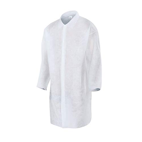 Pack de 100 Batas Desechables de Polipropileno 35 g/m² Talla XL – Manga Larga Tipo Raglán, Cuello Camisa, Cierre con Cinta Autoadherente - 100 Unidades