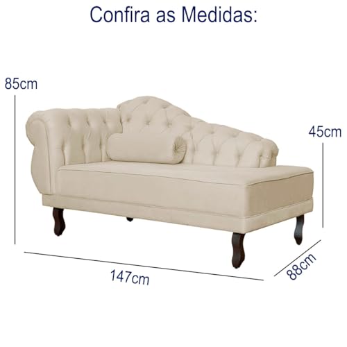 Recamier Divan Sofá 2 Lugares Divã Suede 1,47m (Suede Bege)