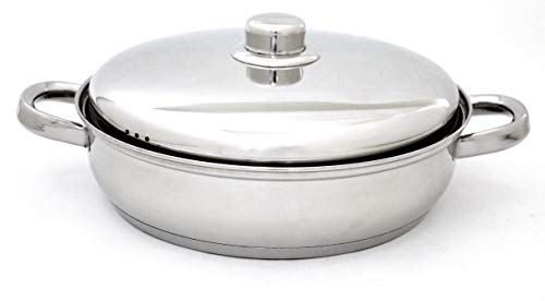 Mayestic Cacerola Baja (RUSTIDERA) con Tapa INOX 26 CM, Acero Inoxidable Cover