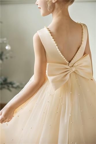 GZCYL Simple Pearls Flower Girl Dresses for Wedding First Communion Ball Gowns Christmas Dresses for Girls4