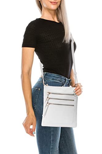 Image of Solene Crossbody Bag Functional Multi Pocket Messenger Purse Top Zip Closure Shoulder Handbag With Adjustable Strap