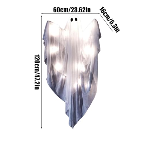 Decoración Fantasma Halloween Colgable con Luz LED Regulable y Efecto de Sonido 6