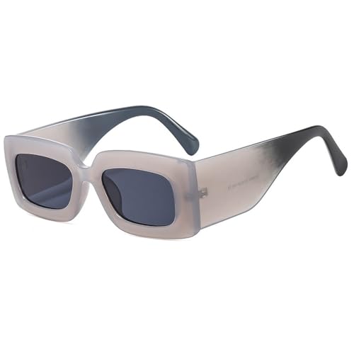 Lunettes de soleil rectangulaires vintage à monture épaisse décorative