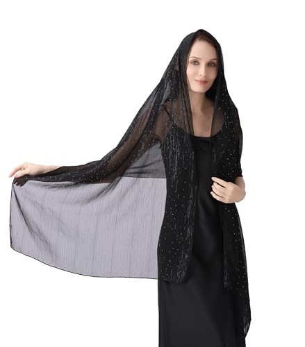 Shawl Wraps for Women, Chiffon Rhinestones sparkly Silver Wire Shawls, Lightweight Formal Wedding Dress shawl4