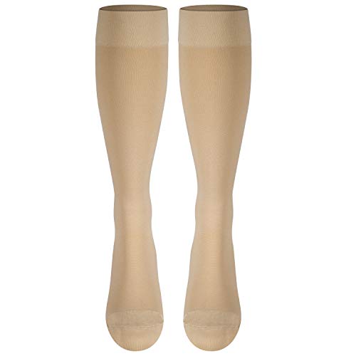 Nuvein Medical Compression Stockings, 20-30 Mmhg Support For Women & Men, Knee Length, Closed Toe, Beige, Small #TOP4
