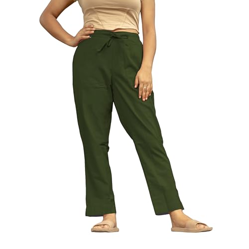 Image of Women's Cotton Regular Fit Trousers - Comfortable and Stylish Casual Office Wear Kurti Pants for Daily Use, Soft and Breathable Fabric