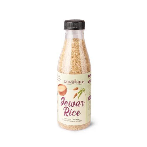Image of Krafted Millets Steamed Jowar Rice (Sorghum) - 3x Fiber, 2x Protein vs Rice | Gluten-Free, Low GI, Diabetic & PCOS Friendly | Iron-Millet | Cooks Like in 15 Min | Jowari / Jonna / Jola / Cholam (Pack of 1 x 380g)