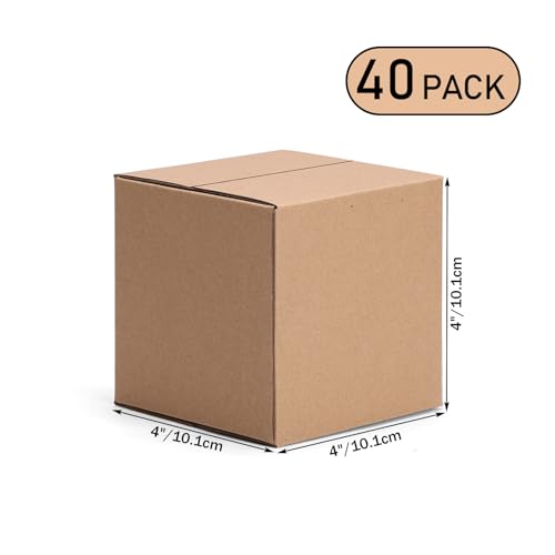 Image of 4x4x4 Shipping Boxes Set of 40, Brown Kraft Corrugated Cardboard Small Gift Boxes Mailers for Packaging(10.2x10.2x10.2 cm)