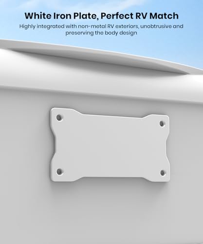 Image of AUTO-VOX White Metal Plate for Solar Magnetic Backup Camera：All Weather Durable White Iron Bracket, Stable Rear Mounting, Compatible with Aluminum /Fiberglass RV, Trailer, Camper, Truck