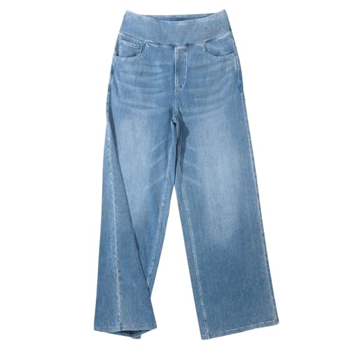 Women Wide Leg Jeans High Waisted Baggy Boyfriend Jean Elastic Waist Stretchy Straight Leg Casual Petite Denim Pants4