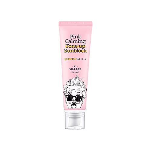 Village 11 Factory Sunscreen, Broad Spectrum SPF, UVA/UVB Protection with Centella Asiatica for Sensitive Skin, Moisturizing Facial Sunscreen, Cruelty Free, 50ml 1.69 fl ozâ€¦ (Pink Calming Sun Block (Pink)