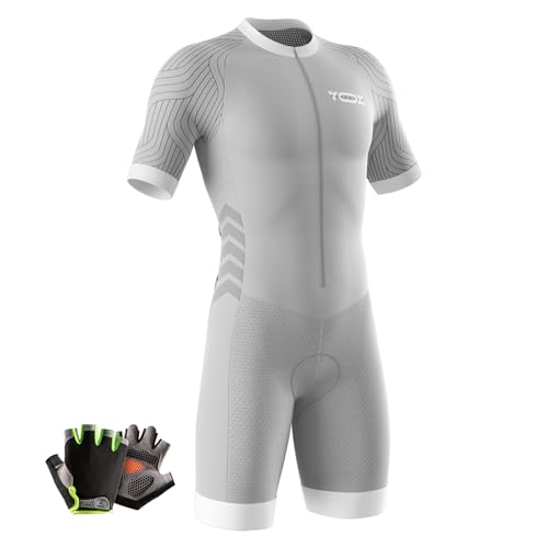 VOXCAUTQ Men's Cycling Skinsuit,Triathlon Suit Men,Trisuit for Swimming, Cycling, Running, Duathlon