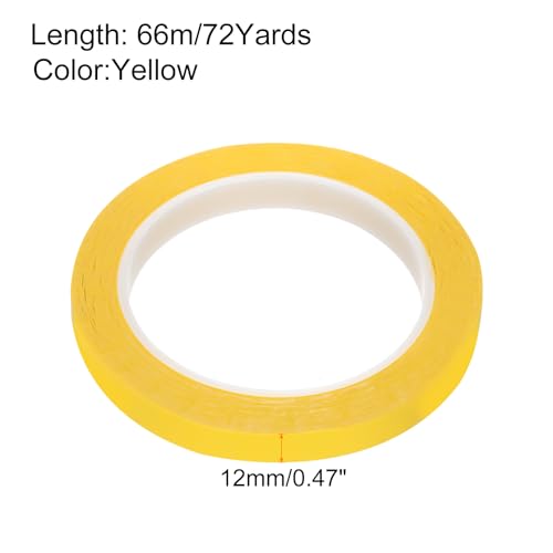 Image of uxcell 1 Rolls Yellow 0.47 Inch x 72 Yards Polyester Film Electrical Tape PET Tape High Temperature Heat Resistant Tape for Transformer Motor Wire 5S Positioning Logo,12mm x 66m