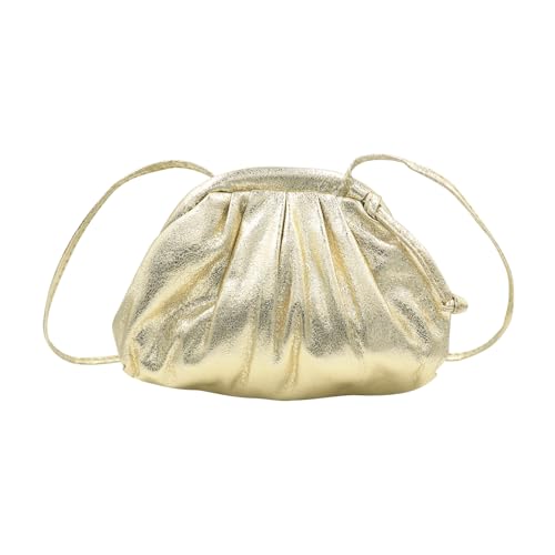 MINGSEECESS Women Fashion Cloud-Shaped Dumpling Bag Metallic Ruched Crossbody Cell Phone Bag Clutch Shoulder Handbag4