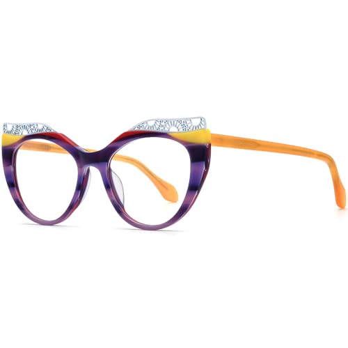 Image of HEPIDEM Multicolor Acetate Glasses Frame Women Cat Eye Eyeglasses Men Optical Spectacles 9291