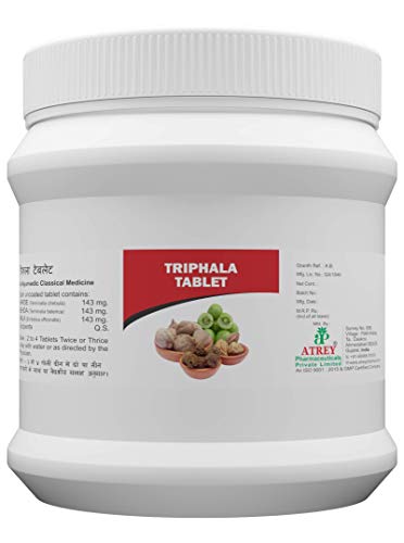 Image of ATREY Triphala Tablets (1000 Count) | Pure Ayurvedic Medicine for Gut Health & Digestion | Natural Colon Cleanser & Constipation Relief with Amla, Harde & Behda (Pack of 1)