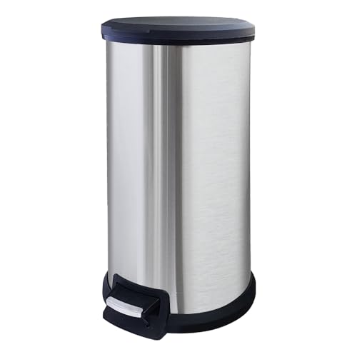 Caneca de basura redonda alta de acero inoxidable 40 litros
