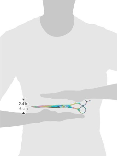 Image of TAMSCO Plasma Coated Shear 9-InchSemi-Convex Edge Japanese Stainless Steel Plasma Rainbow Finish Removable Finger Rest Adjustable Tension Screw