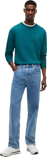 Tommy Jeans Herren Sweatshirt Regular Fit Flag Fleece Rundhalsausschnitt, Grün (Polar Teal), XL – Ansicht 4