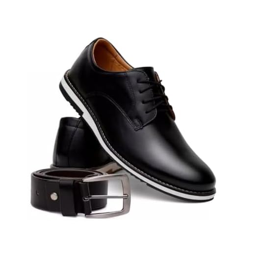 Sapato Social Masculino Oxford com Cadarço e Cinto (Preto, BR, Adulto, Numérico, 41)