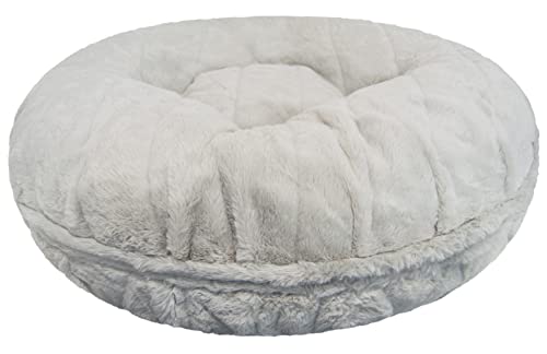 Bessie + Barnie BAGEL-GYSE-XL Dog Bed - Extra Plush Faux Fur Bean Circle Waterproof Lining & Removable Washable Cover Calming Bed, Grey Stone  thumb #1