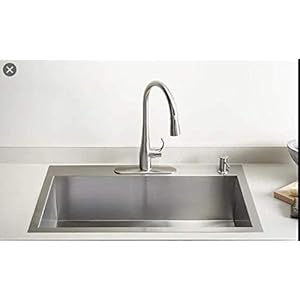 ASTTONUS® 24X18 Tap Hole Stainless Steel Single Bowl Satin Matt Handmade Kitchen Sink (24X18, Silver Color, Square Coupling)