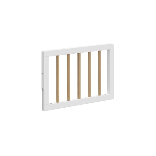 Image of Storkcraft & Graco Toddler Safety Guardrail with Dowels (White with Driftwood) - GREENGUARD Gold Certified, Converts Compatible Cribs to Toddler Bed, Each Toddler Guardrail Sold Individually