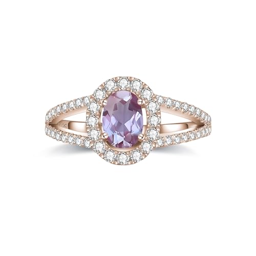 YDD Gemstone Engagement Rings for Women Halo Oval Cut Gemstone Rings for Women 10K 14K 18K White/Yellow/Rose Gold Wedding Ring Anniversary Promise Ring3