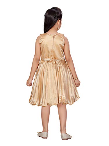Image of MUHURATAM Girl's Silk Fit and Flare Knee-Length Dress