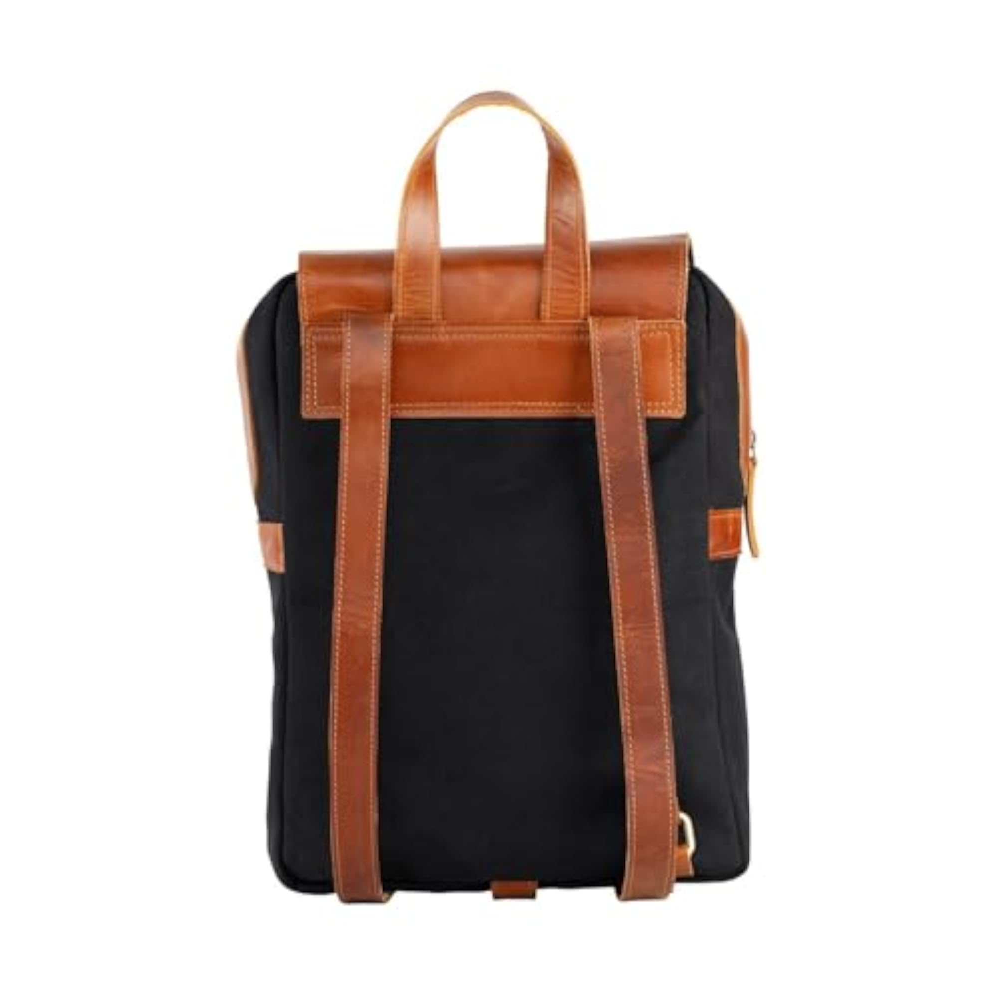 Porto Day Pack Canvas Backpack with Leather Flap