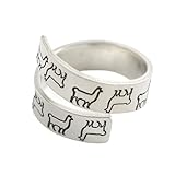 The Silver Diva Handmade Llama Wrap Ring - Twist Ring - Silver - Fun - Size 5 6 7 8 9 10 11 12 13 14 15