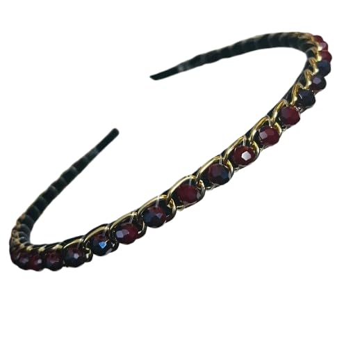 Image of Sleek Chain with 2 Tone Maroon Plastic Fancy Party Wedding Hairband For Girls and Women |Embellished hairband |Hair accessories for women stylish