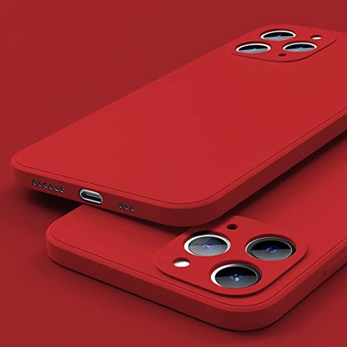 Coque silicone liquide carrée iPhone 12 ENILSA protection objectif rouge