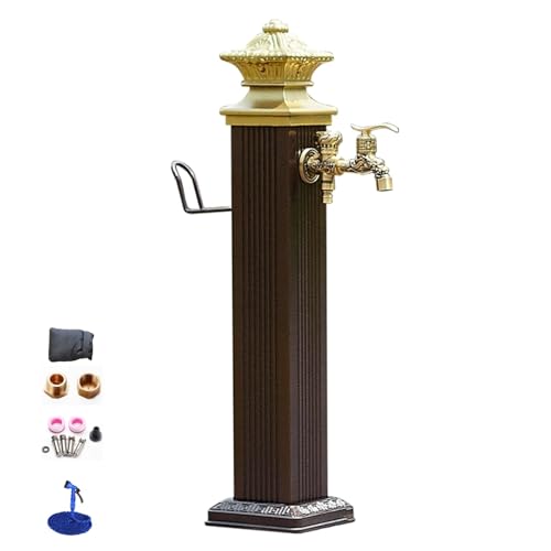 Columna de agua de jardín retro de 112 cm con grifo de latón y soporte 2
