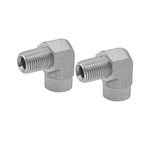 Image of (2-PACK) 5502-08-08 Hydraulic Adapter Fitting 1 /2 inch-14NPTF Male x 1 /2 inch-14NPTF Female 90Pipe Joints Elbow Carbon Steel