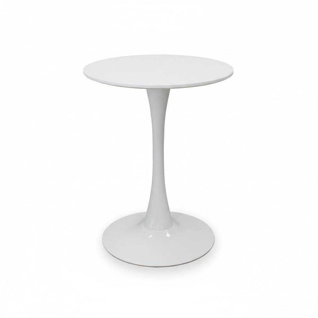 HEMAX Tavolo Tondo Moderno con Top in MDF 3D e Base in Metallo – bianco