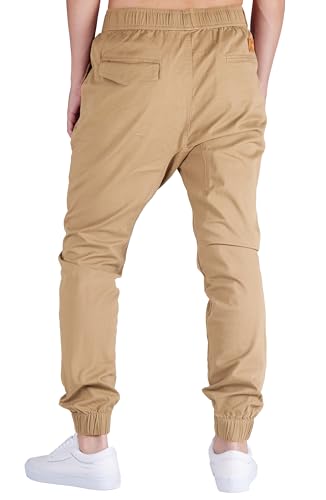 ITALYMORN Khaki Chino Joggers for Men Twill Stretch Casual Pants with Pockets