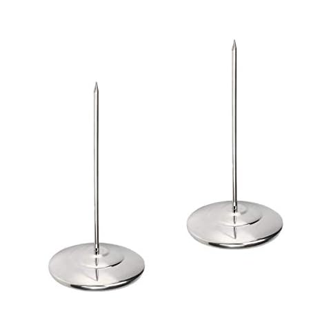 Restaurant Receipt Holder,Socell 6.3 Inch Stainless Steel Straight Rod Paper Memo Holder Desk Receipt Holder Bill Fork Receipt Spike Stick,Silver,2Pcs Cover