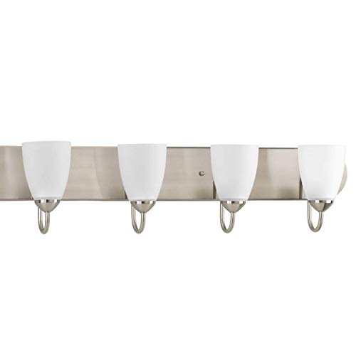 Gather Collection 6-Light Etched Glass Traditional Bath Vanity Light Brushed Nickel #TOP1